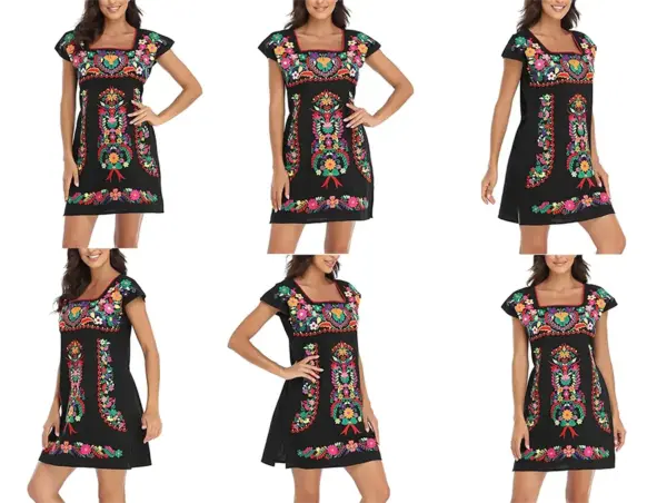 Venta de vestidos bordados mexicanos elegantes 1